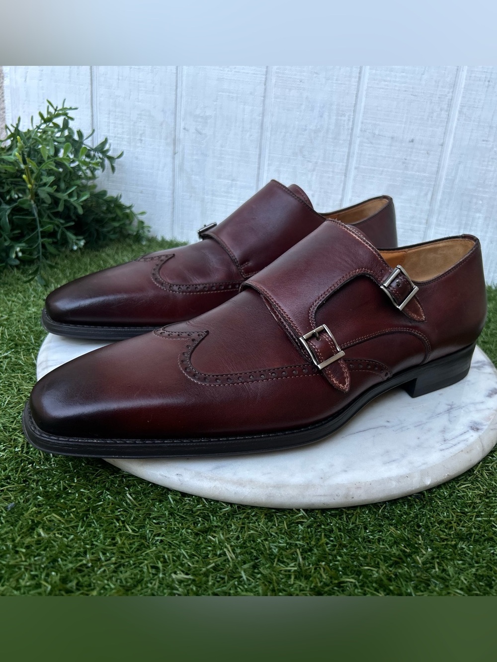 Magnanni burgundy Double Monk Strap Dress Shoes men size 11 gently used